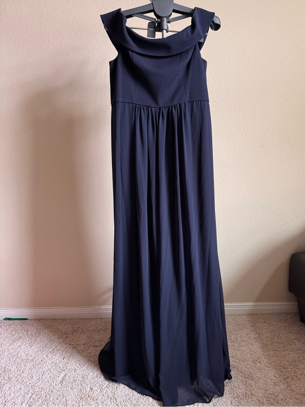 Adrianna Papell Navy Blue Sleeveless Chiffon Wedding Dress